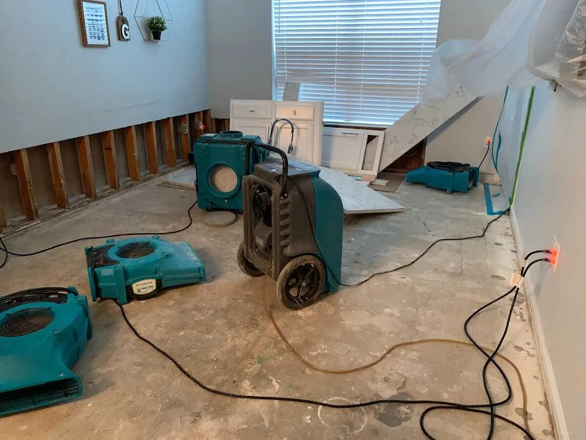 Dehumidifier in flood-cut room for Water Extraction & Removal in Balch Springs